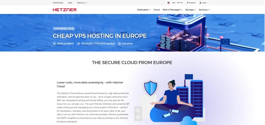 Hetzner VPS page