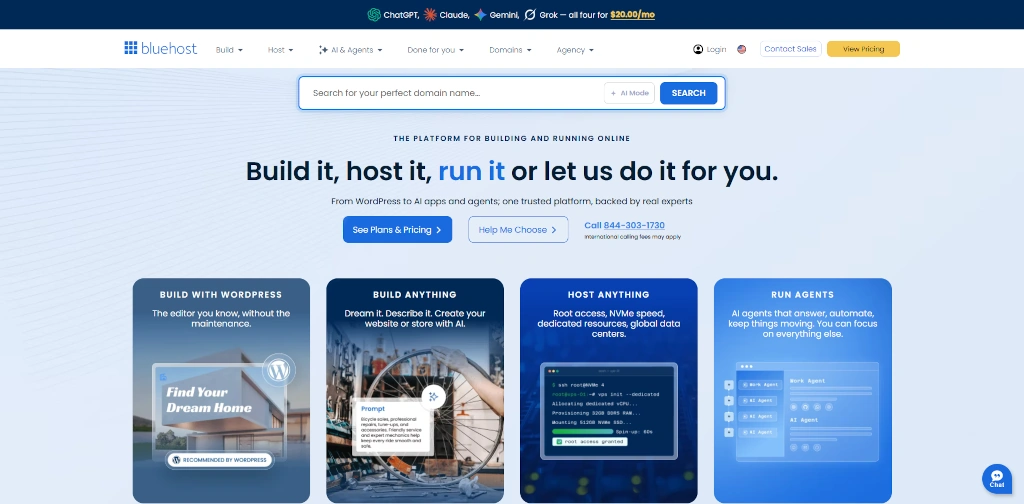 Bluehost homepage