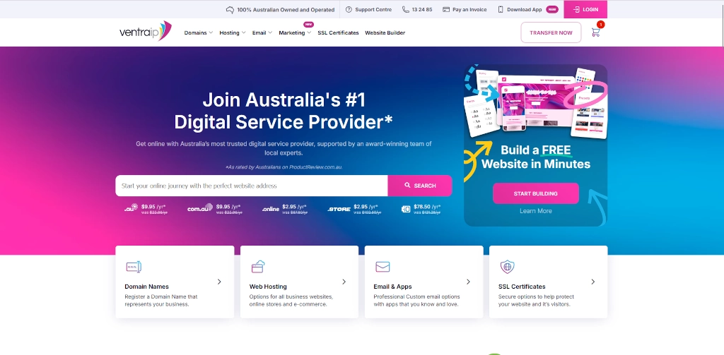 VentraIP homepage