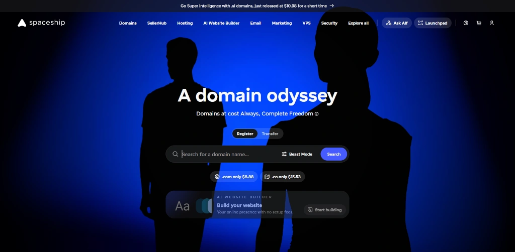 Spaceship.com homepage