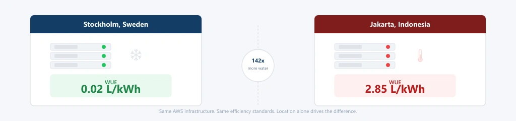 Water cost Stockholm vs Jakarta
